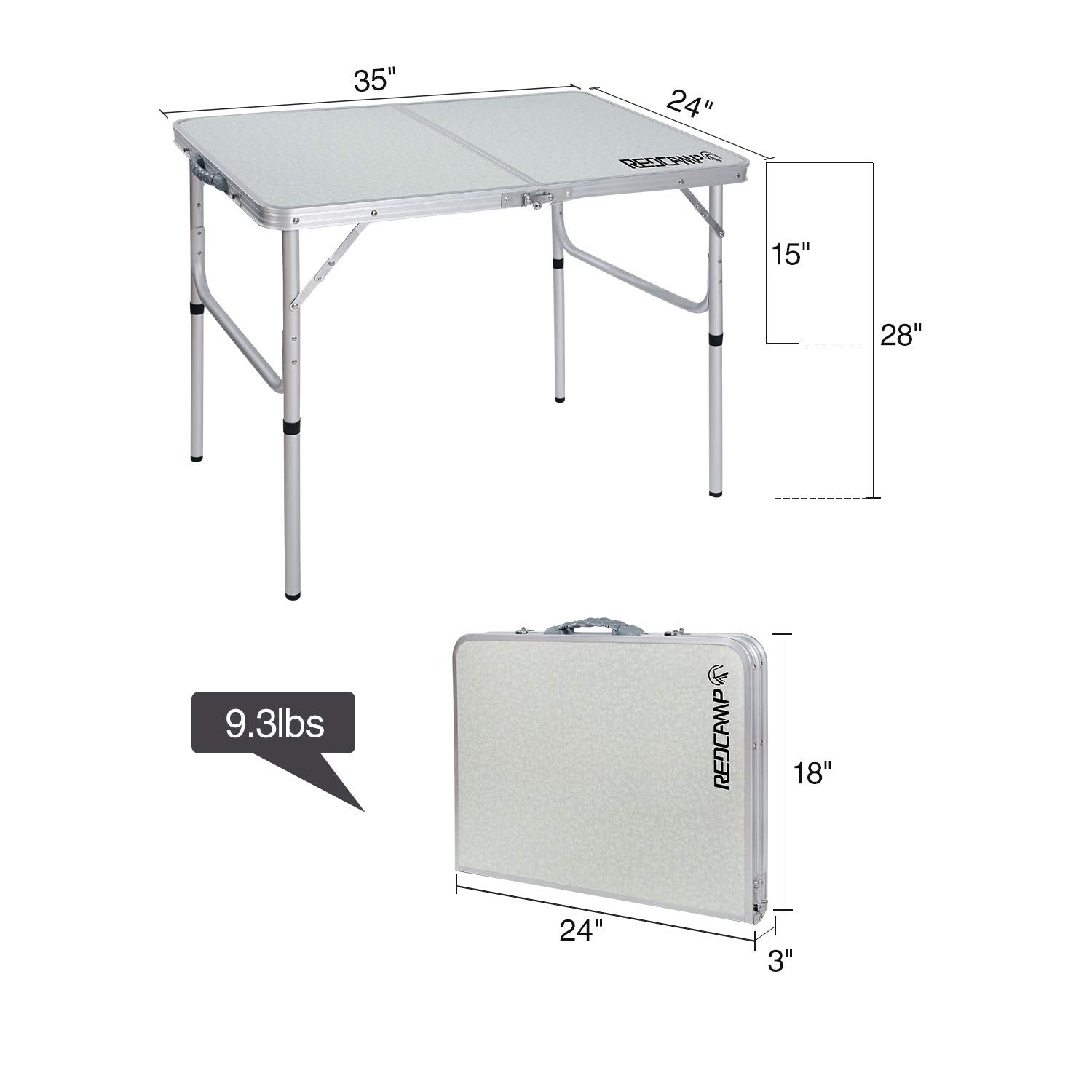 Aluminum Folding Camping Table with Adjustable Height Legs