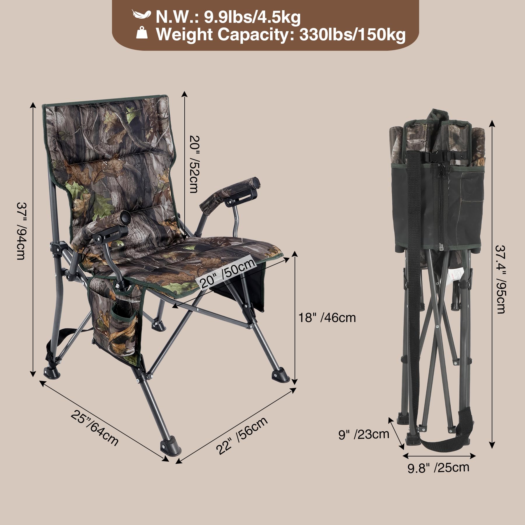 Oversized Hunting Chairs for Blinds with Thickened Cotton