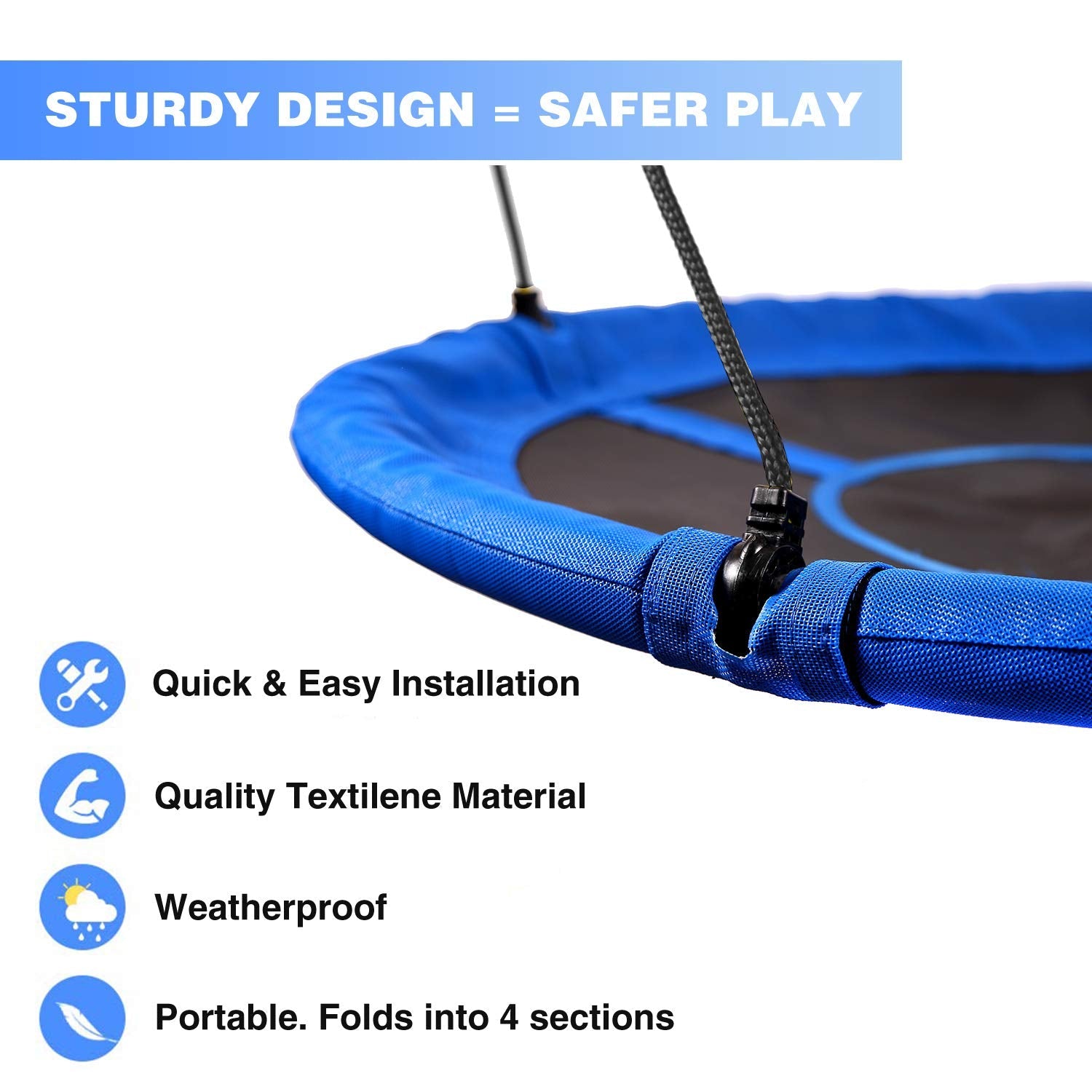 40"/43" Round Saucer Tree Swing for Kids