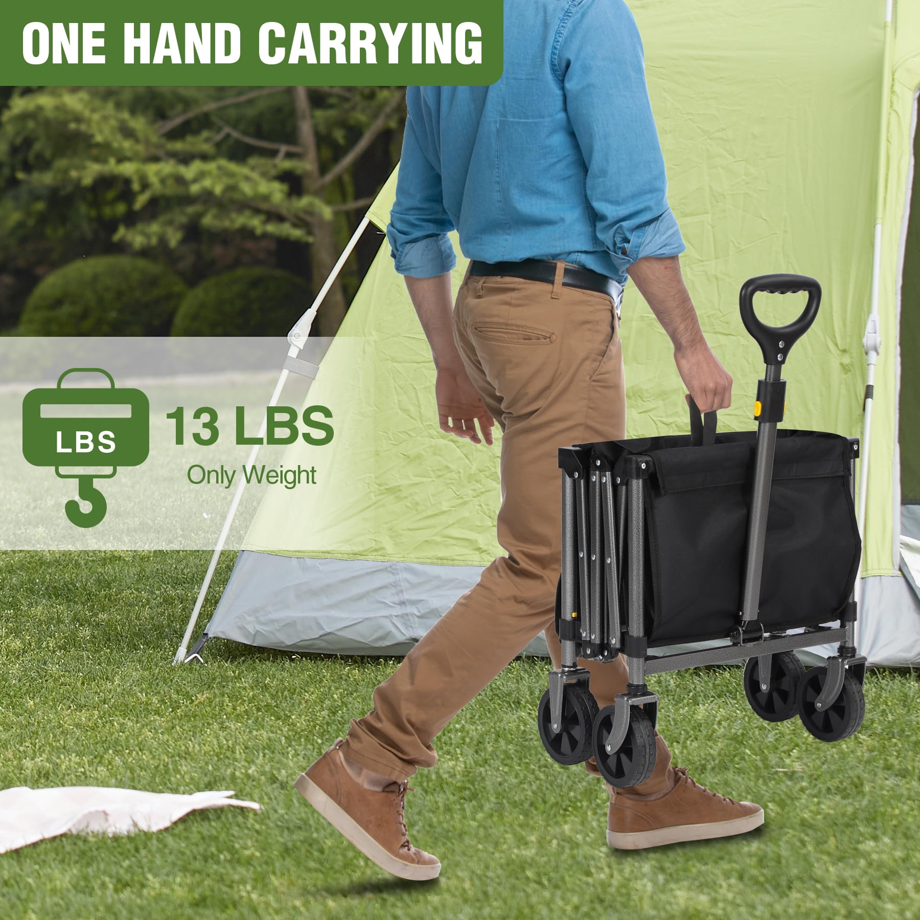 Collapsible Wagon Cart Foldable with 220LBS Weight Capacity