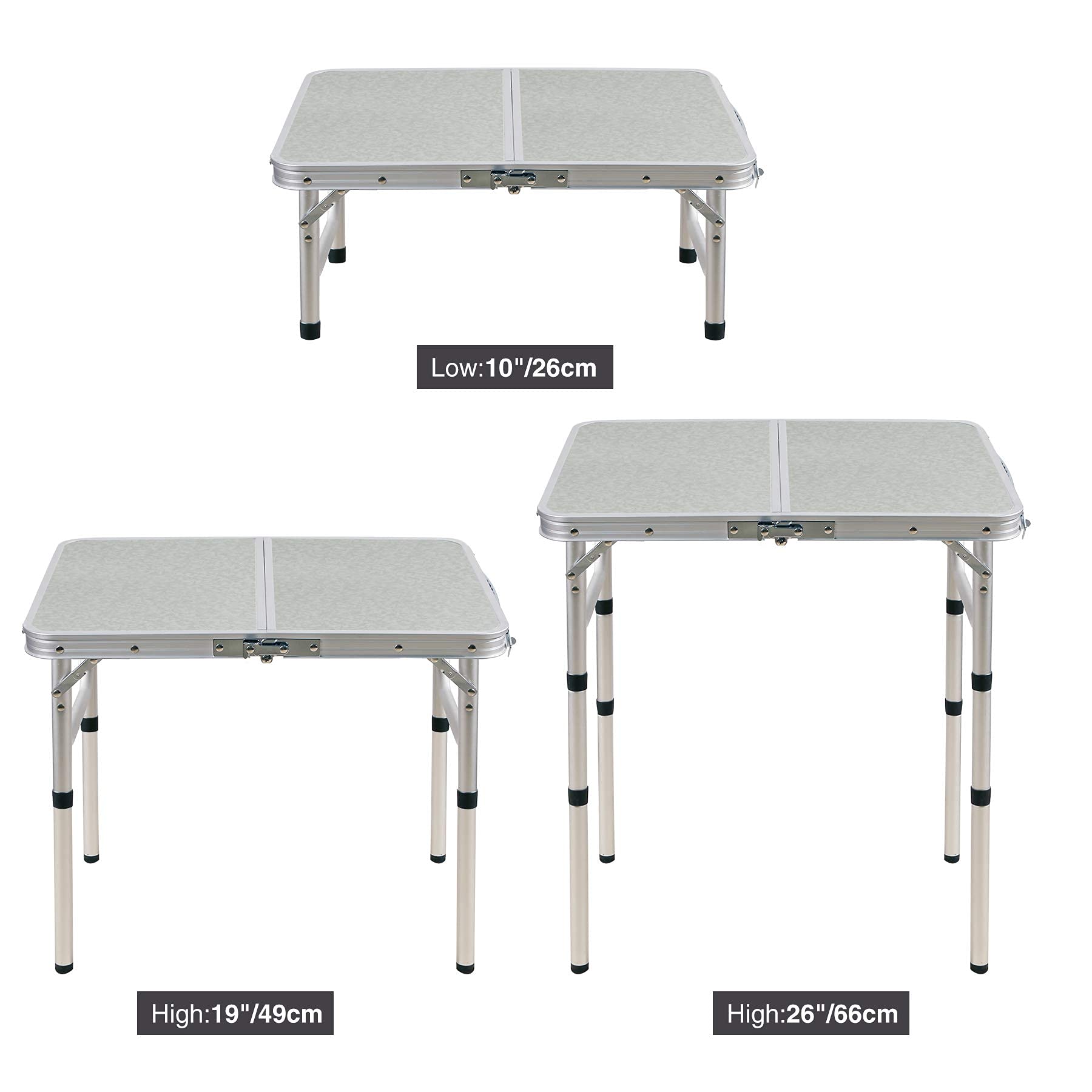 Aluminum Folding Camping Table with Adjustable Height Legs