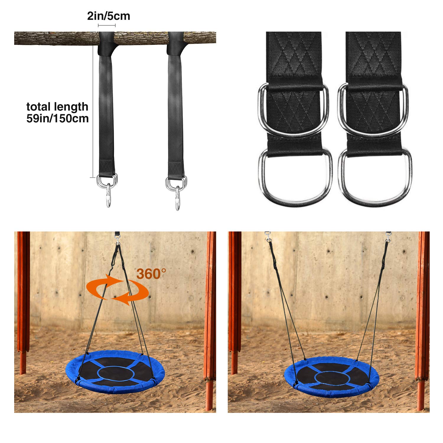 40"/43" Round Saucer Tree Swing for Kids
