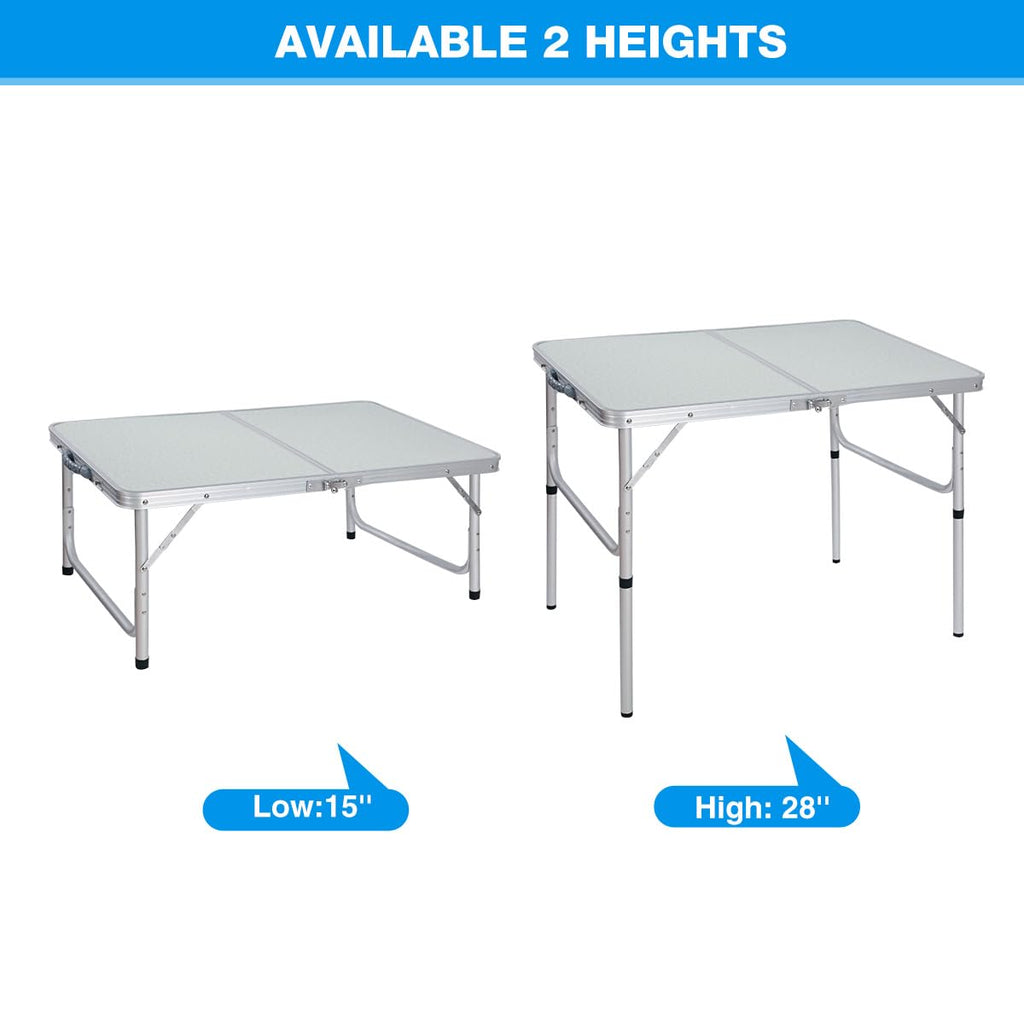 Aluminum Folding Camping Table with Adjustable Height Legs