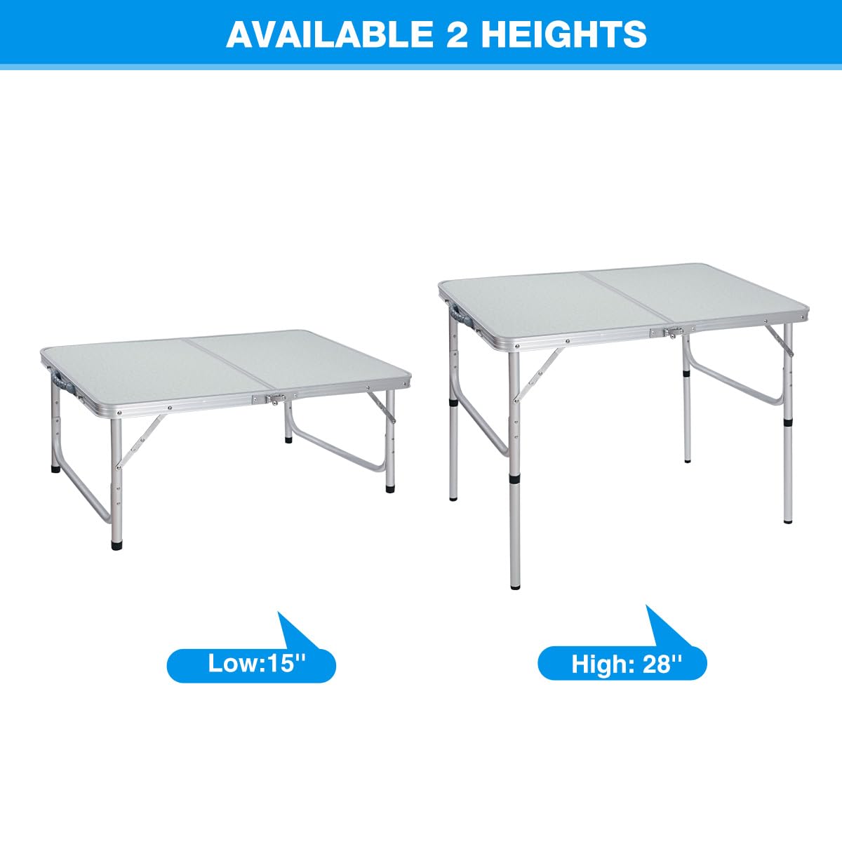Aluminum Folding Camping Table with Adjustable Height Legs