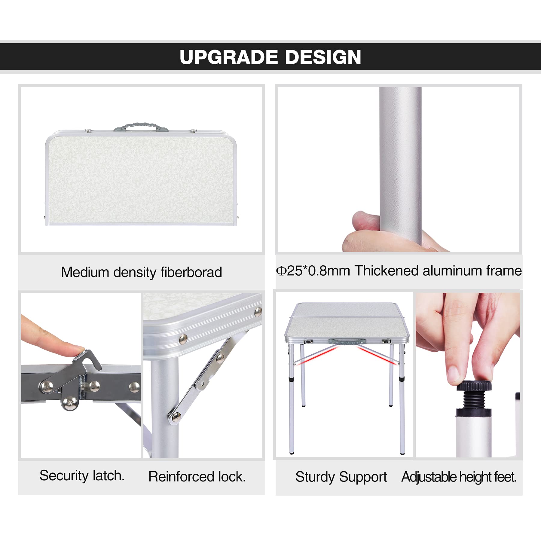 Aluminum Folding Camping Table with Adjustable Height Legs