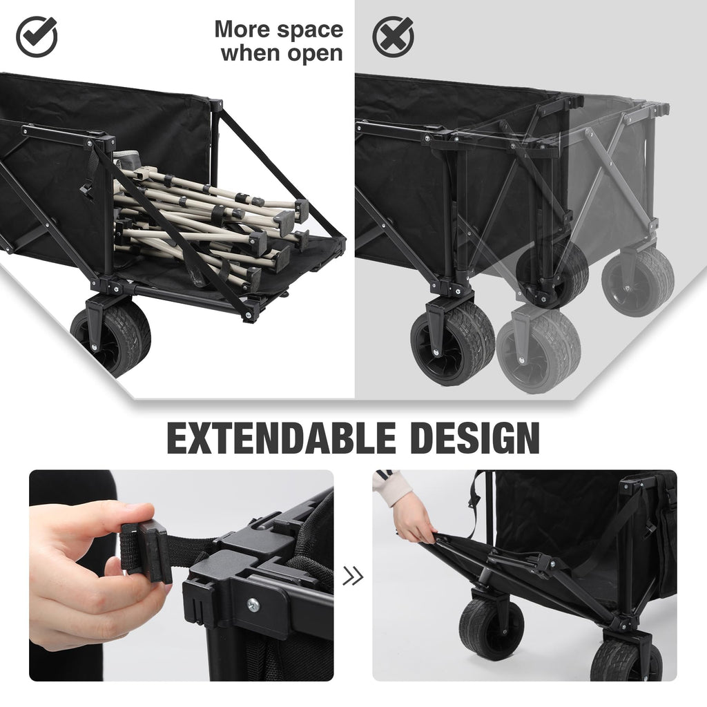 49" Extended Collapsible Fishing Cart with 6 Rod Holders