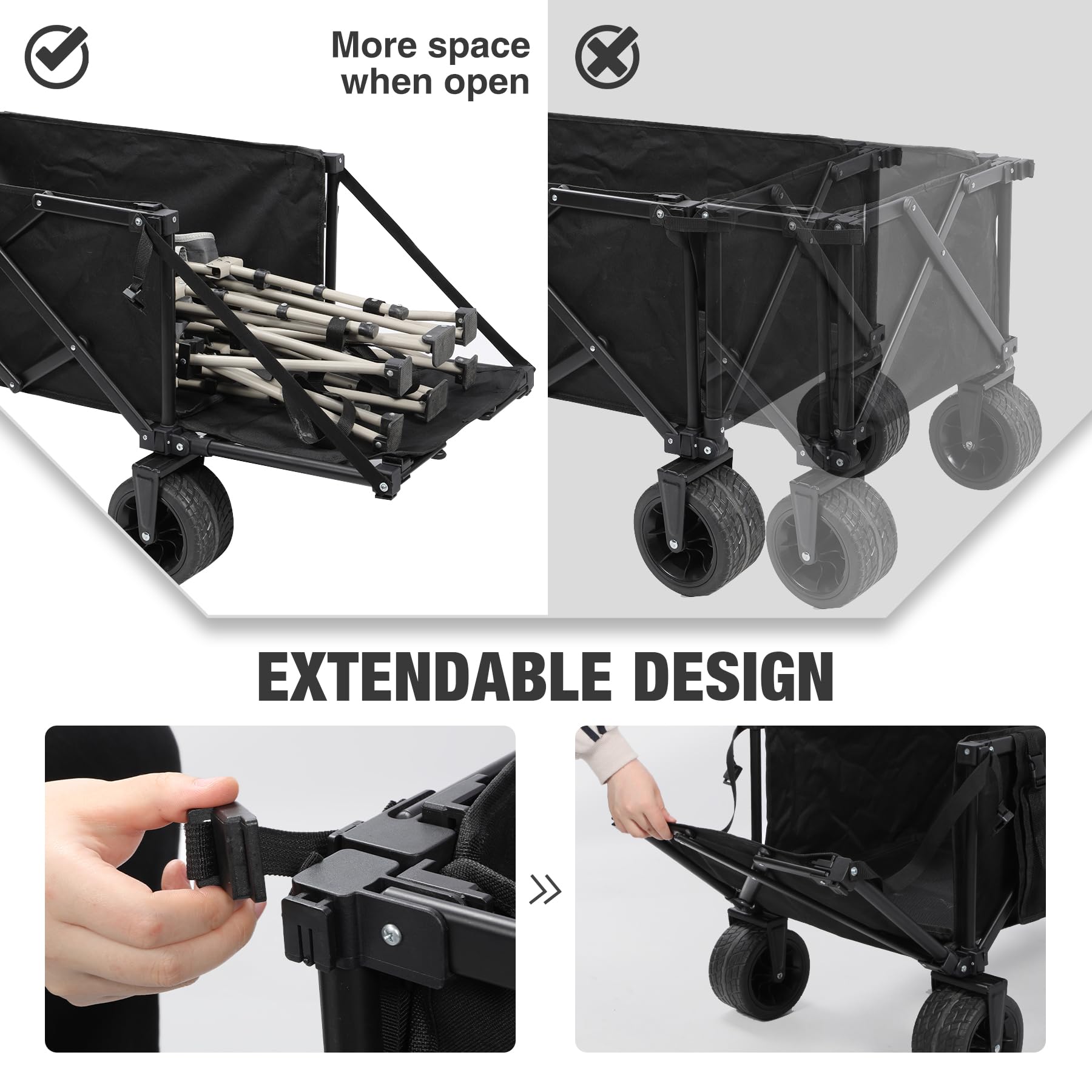 49" Extended Collapsible Fishing Cart with 6 Rod Holders