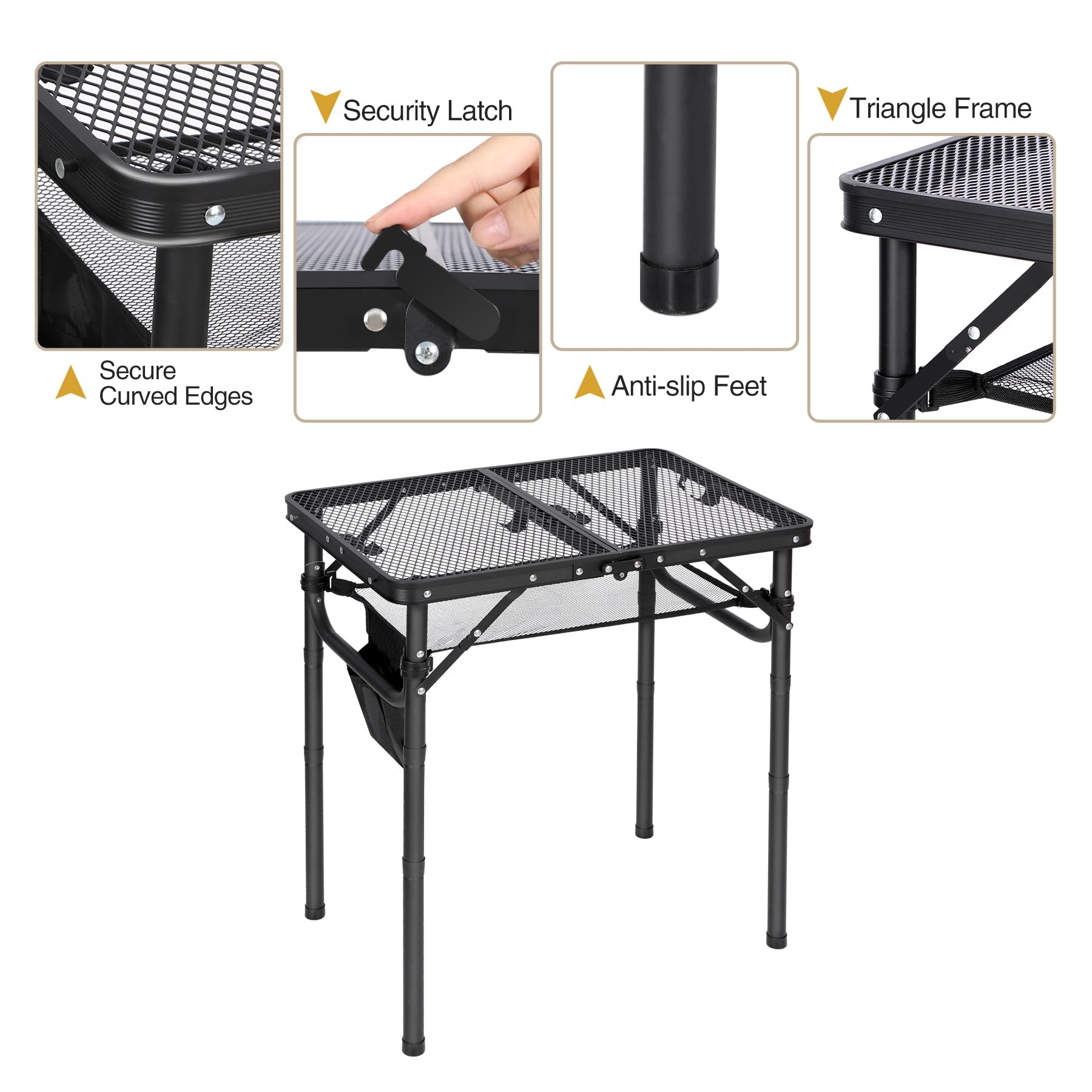 Grill Table for Outside with 3 Adjustable Heights
