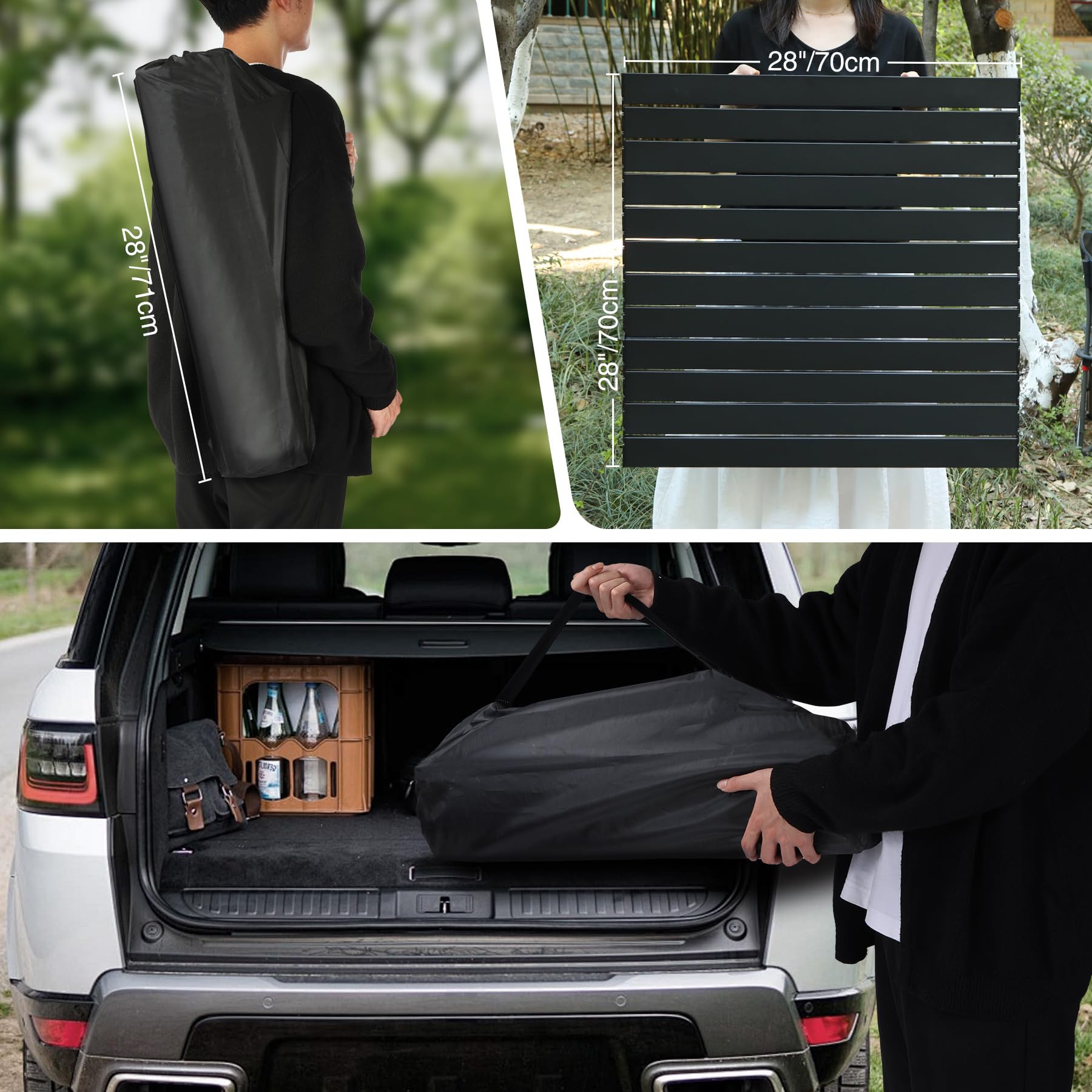 Carbon Steel Camping Table Roll Top, Folding Lightweight Roll Up Table Square for Grill