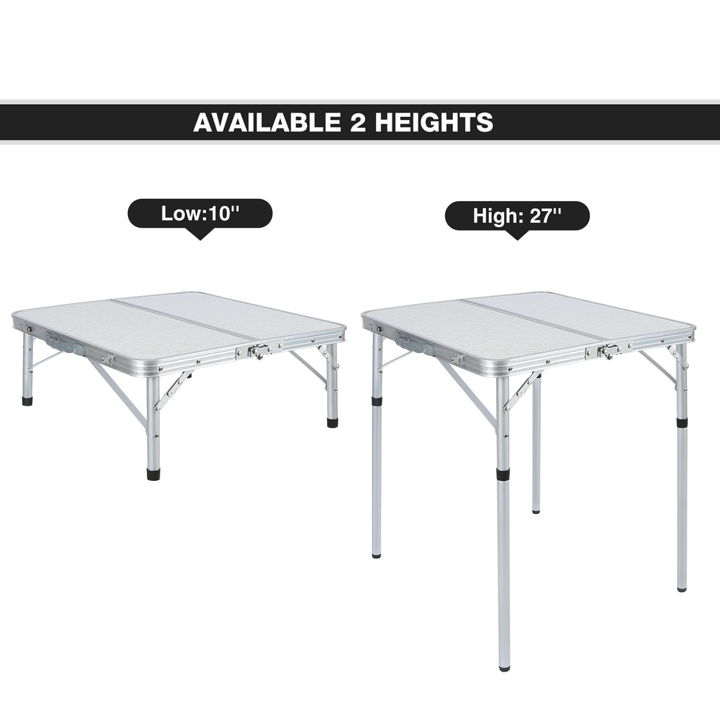 Aluminum Folding Camping Table with Adjustable Height Legs