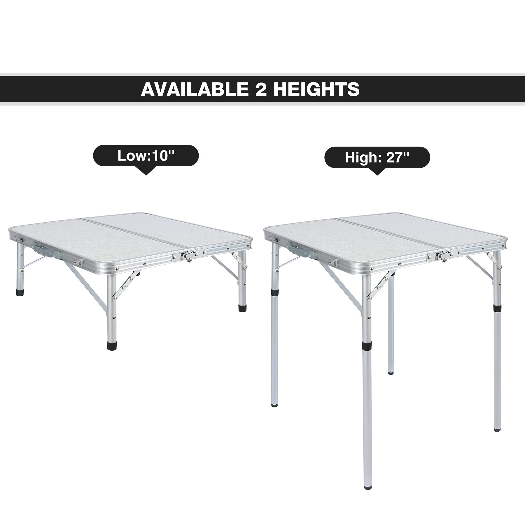 Aluminum Folding Camping Table with Adjustable Height Legs