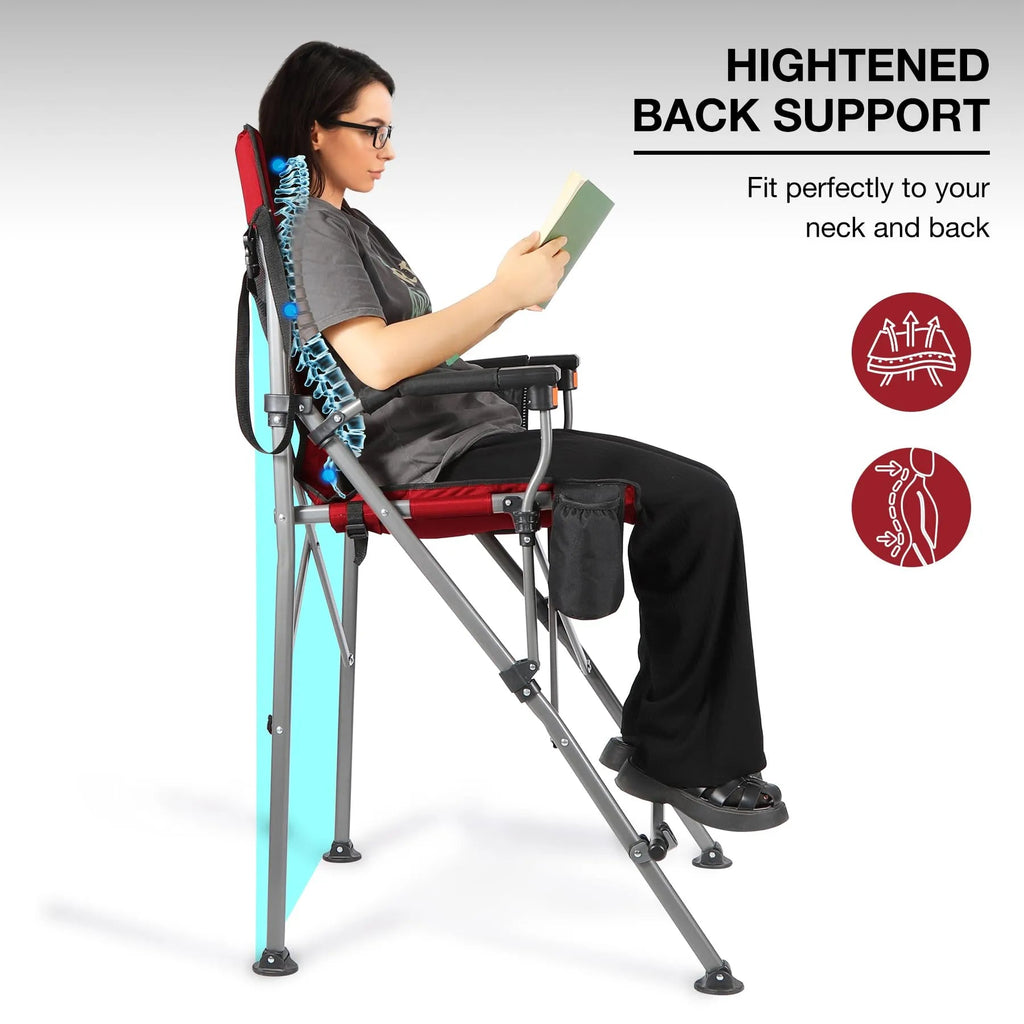 Extra Tall Folding Chair, Bar Height Foldable Director Chairs for Adults with High Back and Hard Arms, Support 330lbs