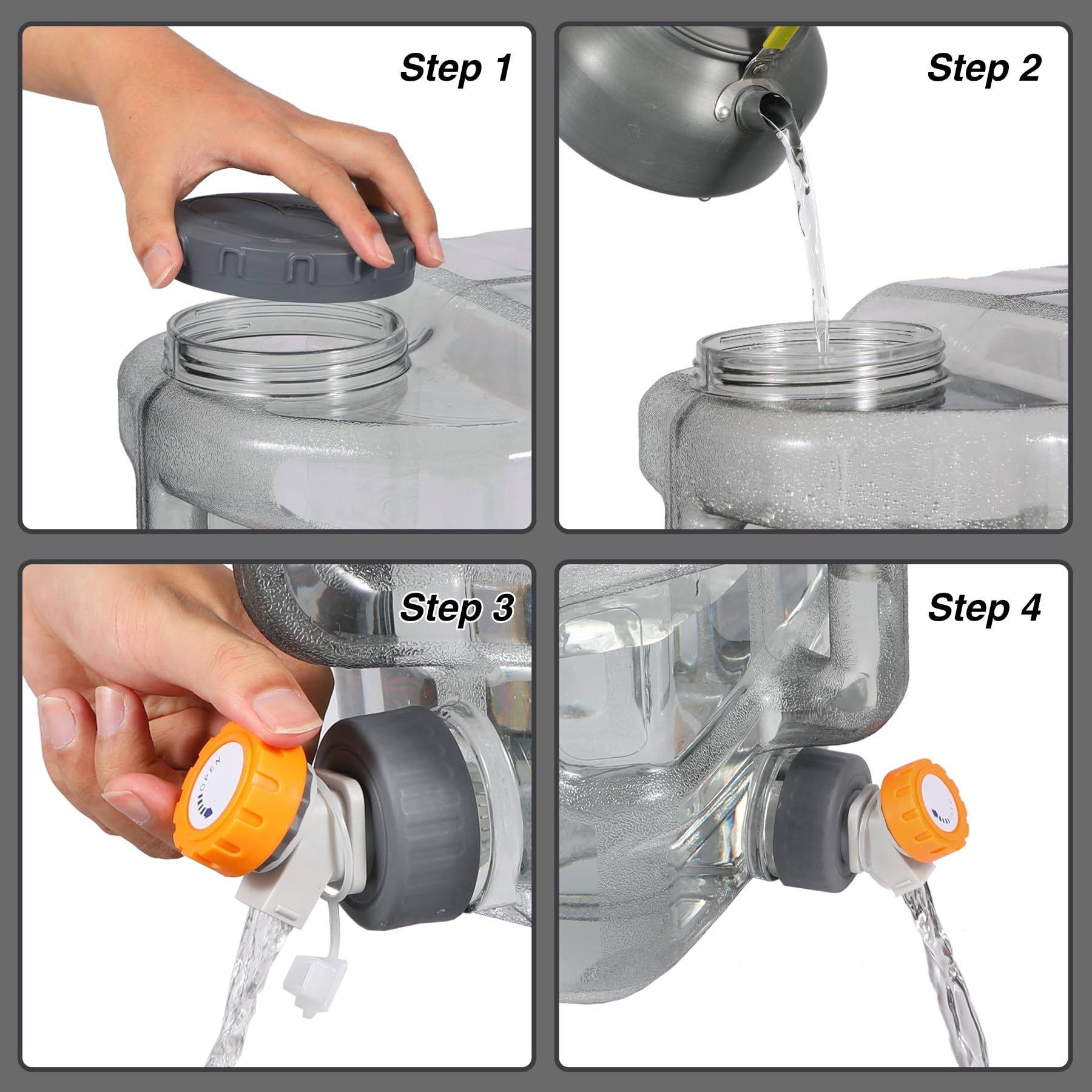 4 Gallon BPA Free Water Container, Portable Water Storage Tank with Spigot