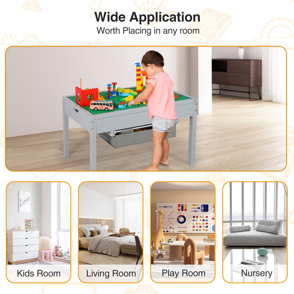2 in 1 Kids Activity Table with Storage Drawers
