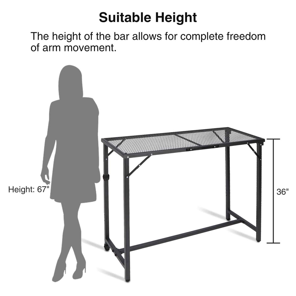 Folding Paito Bar Height Hot Tub Table with Waterproof Mesh Top