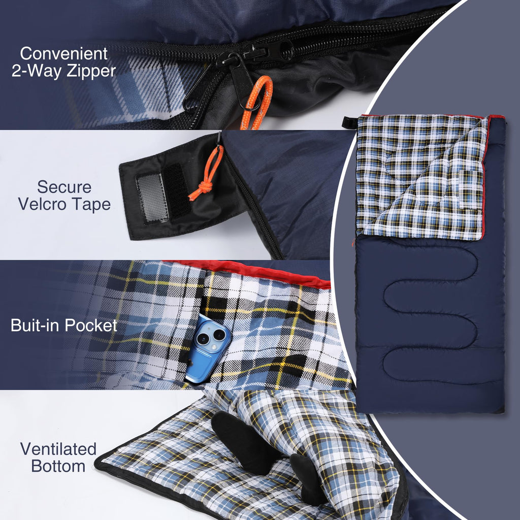 Cotton Flannel Sleeping Bag for Camping Backpacking