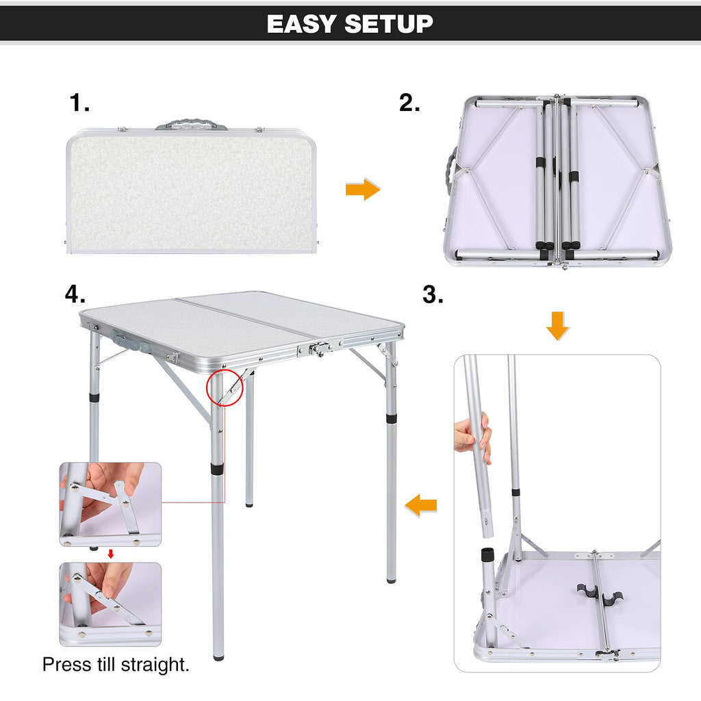 Aluminum Folding Camping Table with Adjustable Height Legs