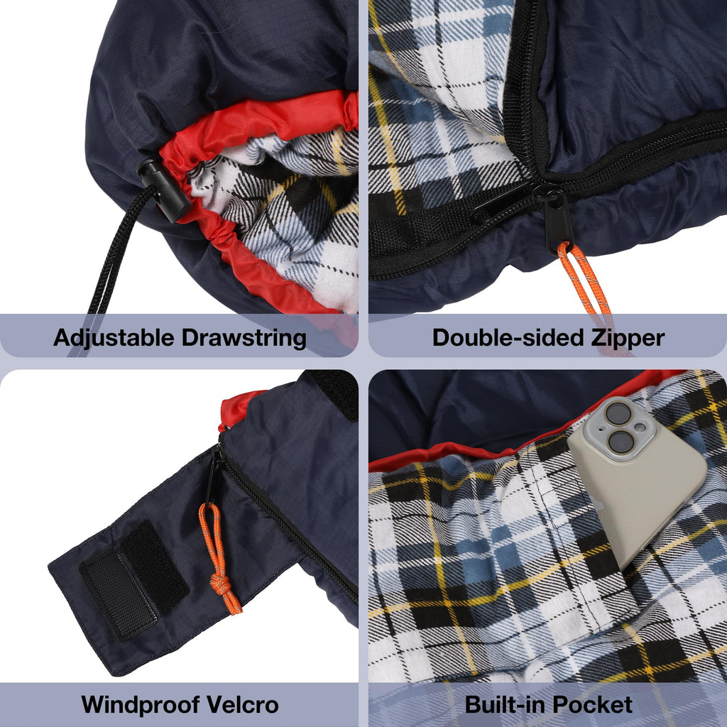 Cotton Flannel Sleeping Bag for Camping Backpacking