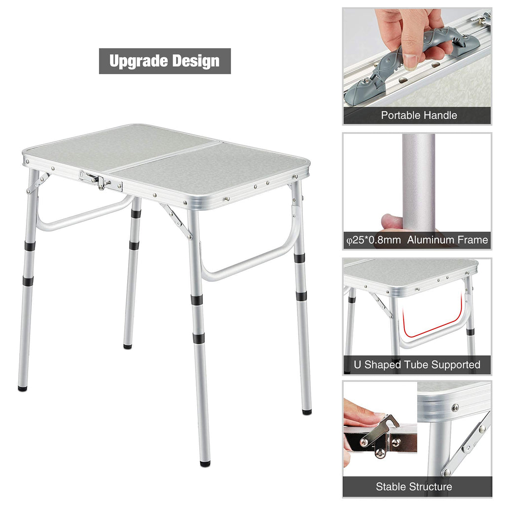 Aluminum Folding Camping Table with Adjustable Height Legs