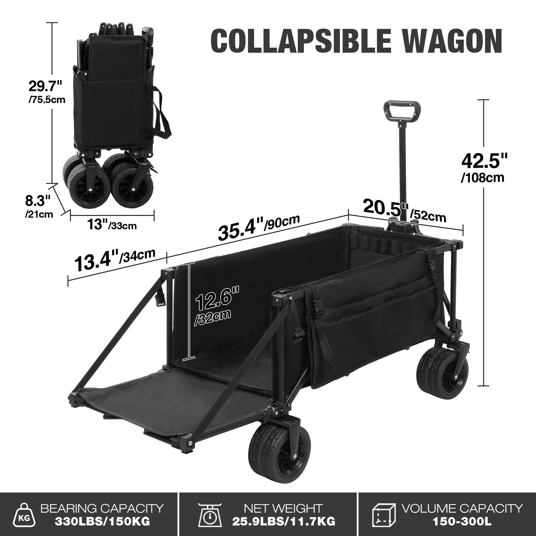 49" Extended Collapsible Fishing Cart with 6 Rod Holders