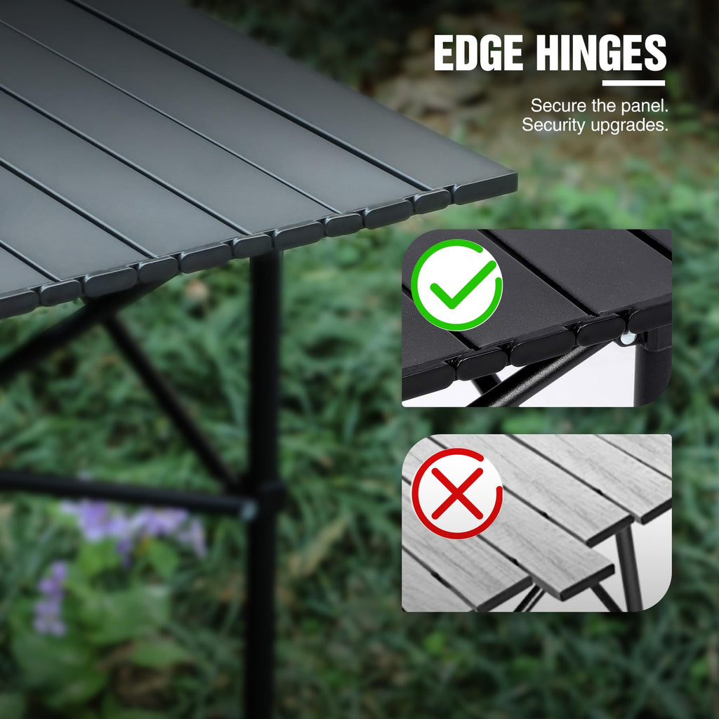 Carbon Steel Camping Table Roll Top, Folding Lightweight Roll Up Table Square for Grill