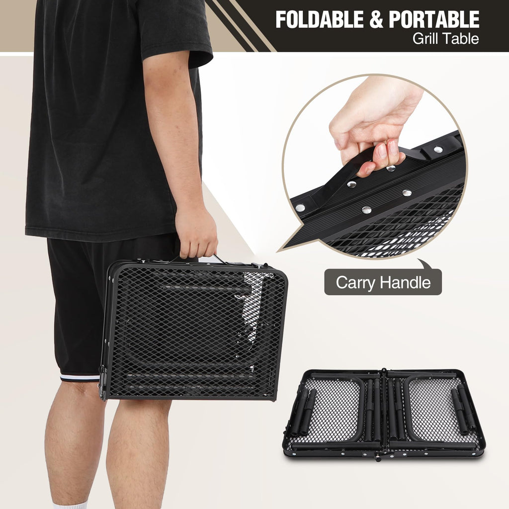 Grill Table for Outside with 3 Adjustable Heights