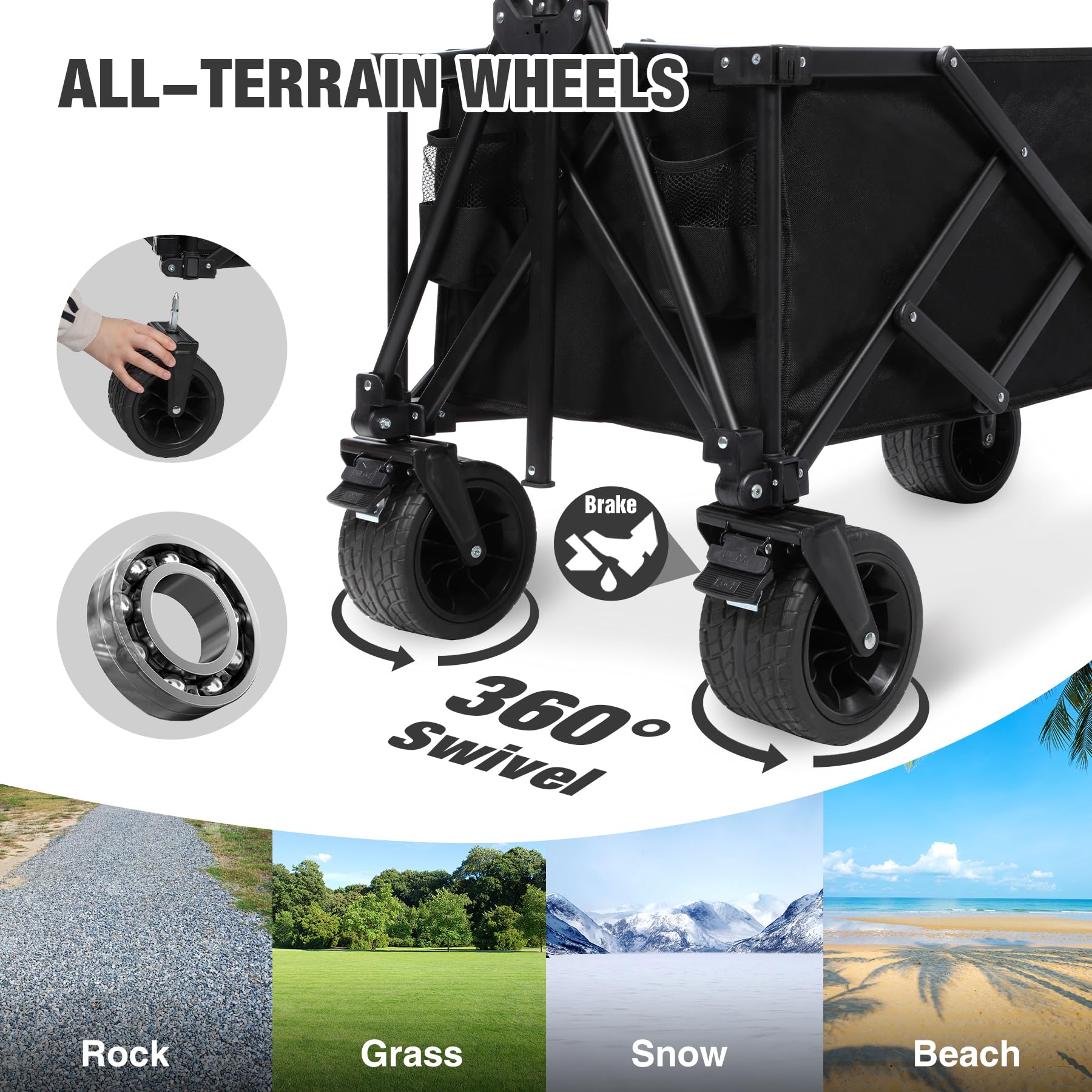 49" Extended Collapsible Fishing Cart with 6 Rod Holders