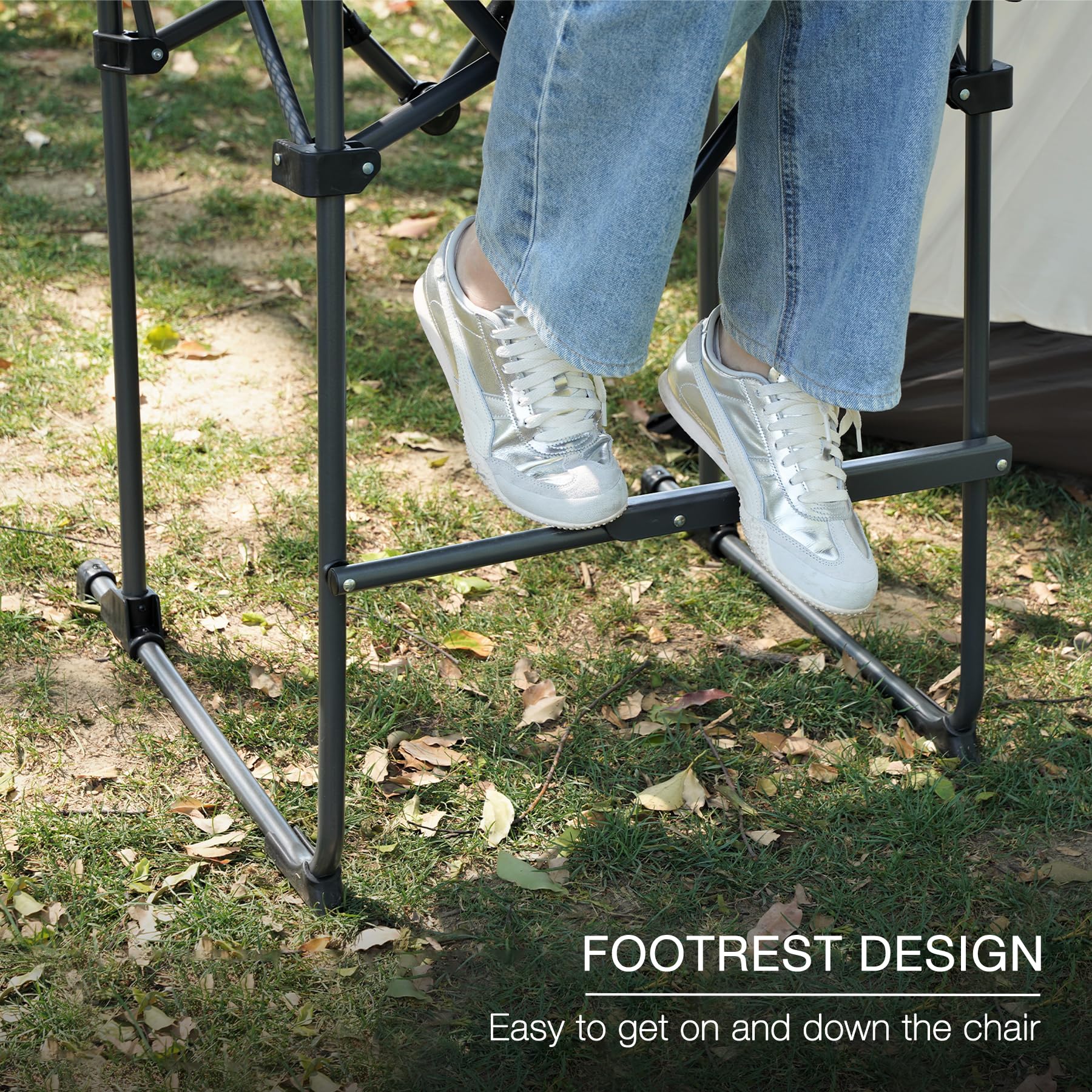 Extra Tall Folding Chair, Bar Height Foldable Director Chairs for Adults with High Back and Hard Arms, Support 330lbs