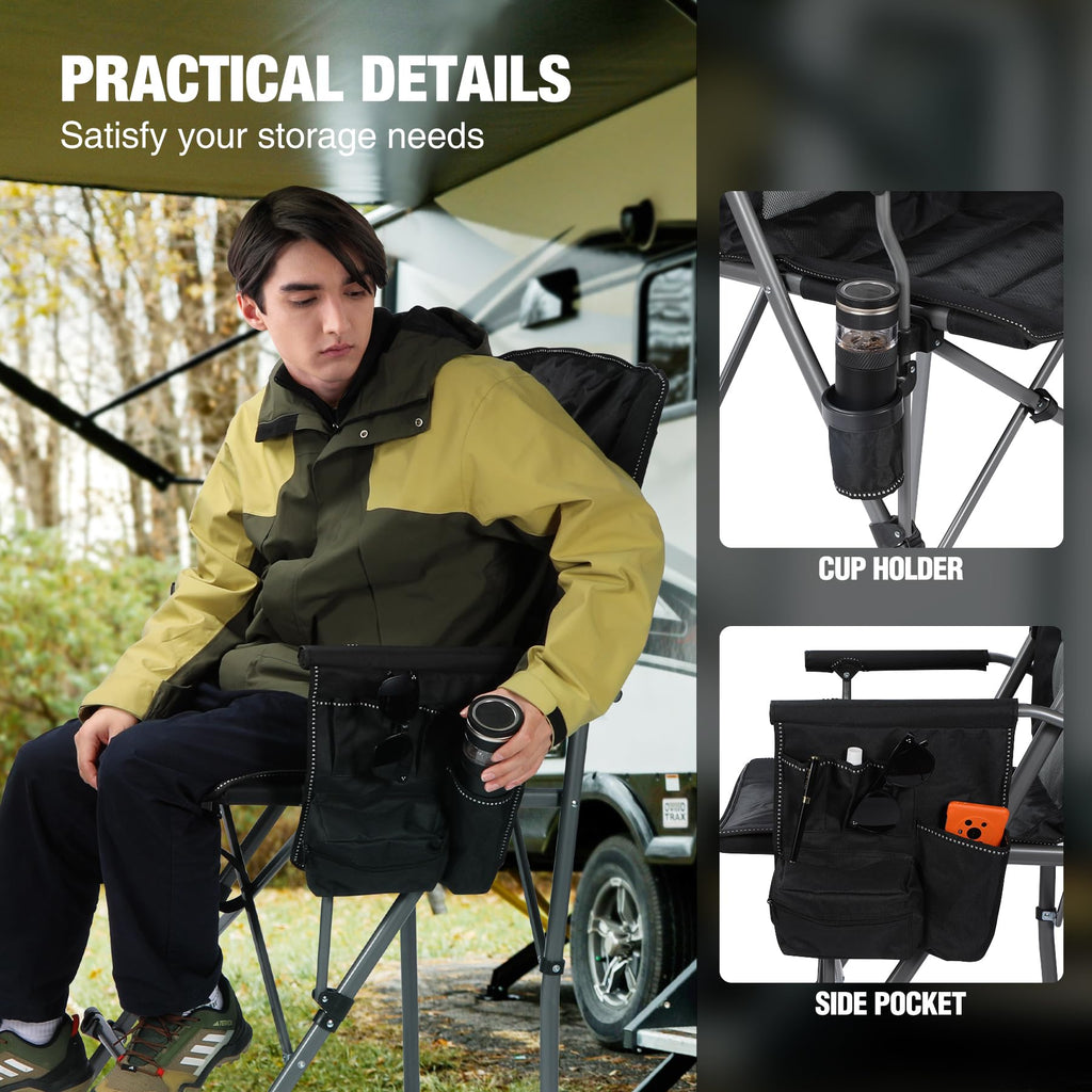 Extra Tall Folding Chair with Adjustable Backrest for Adults 330lbs