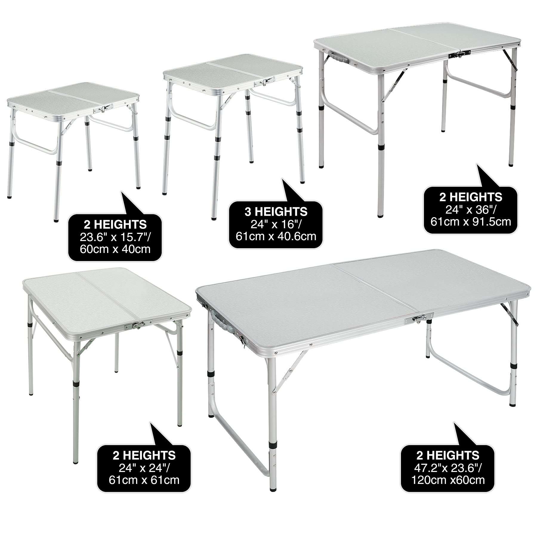 Aluminum Folding Camping Table with Adjustable Height Legs