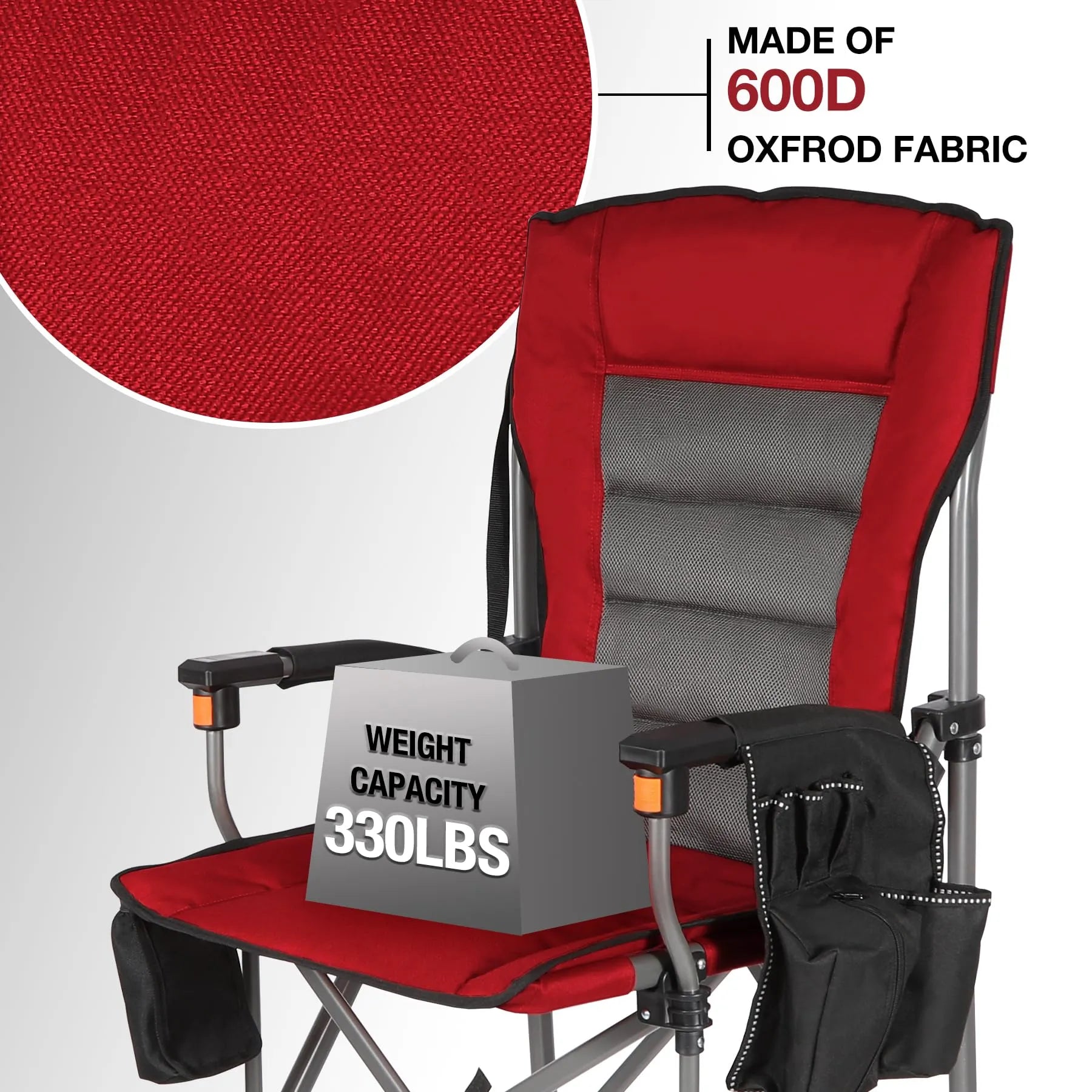 Extra Tall Folding Chair, Bar Height Foldable Director Chairs for Adults with High Back and Hard Arms, Support 330lbs