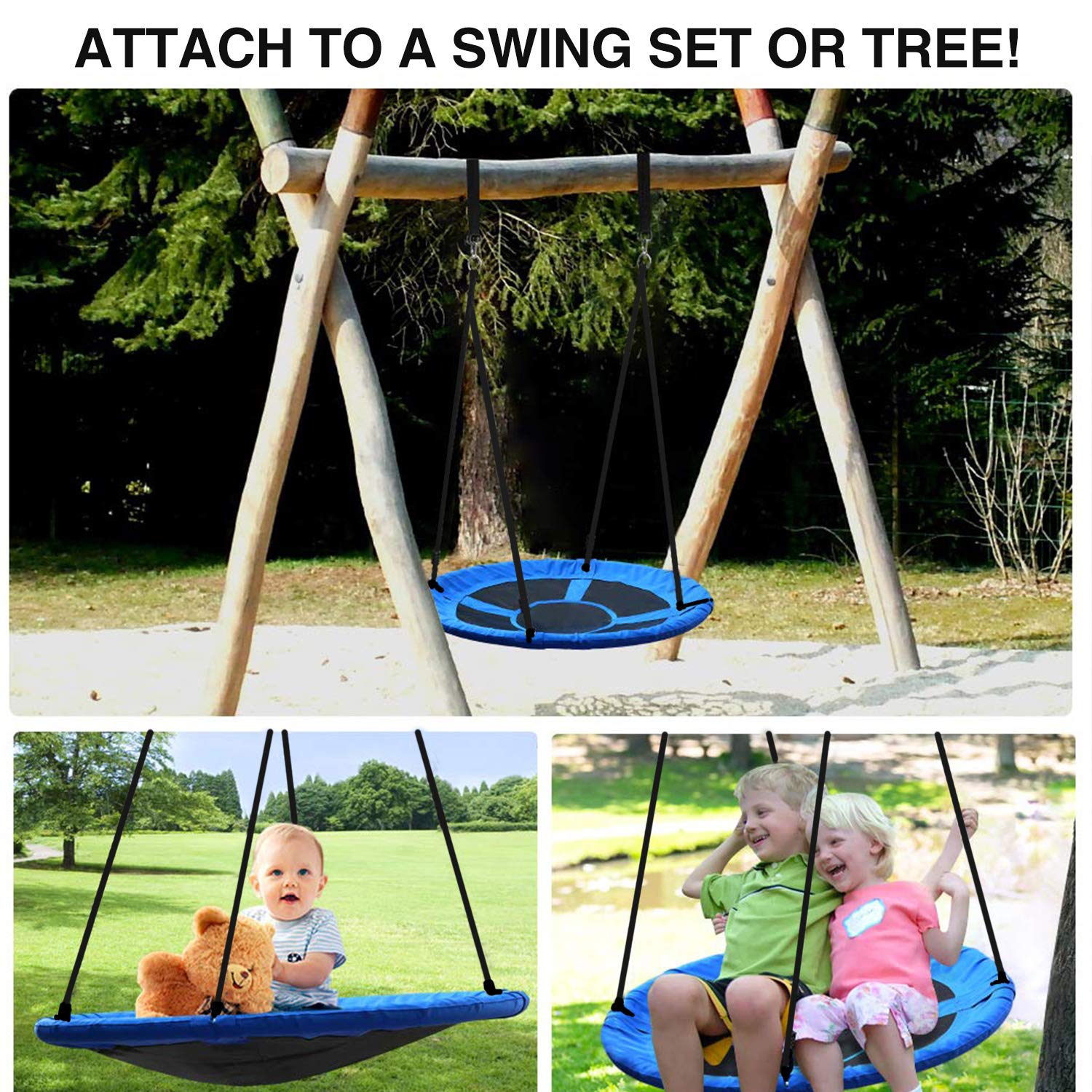 40"/43" Round Saucer Tree Swing for Kids