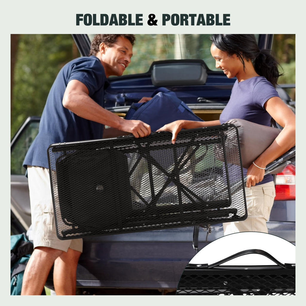 Folding Grill Table with Sink and Double Shelves