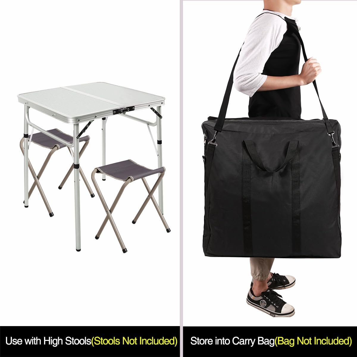 Aluminum Folding Camping Table with Adjustable Height Legs