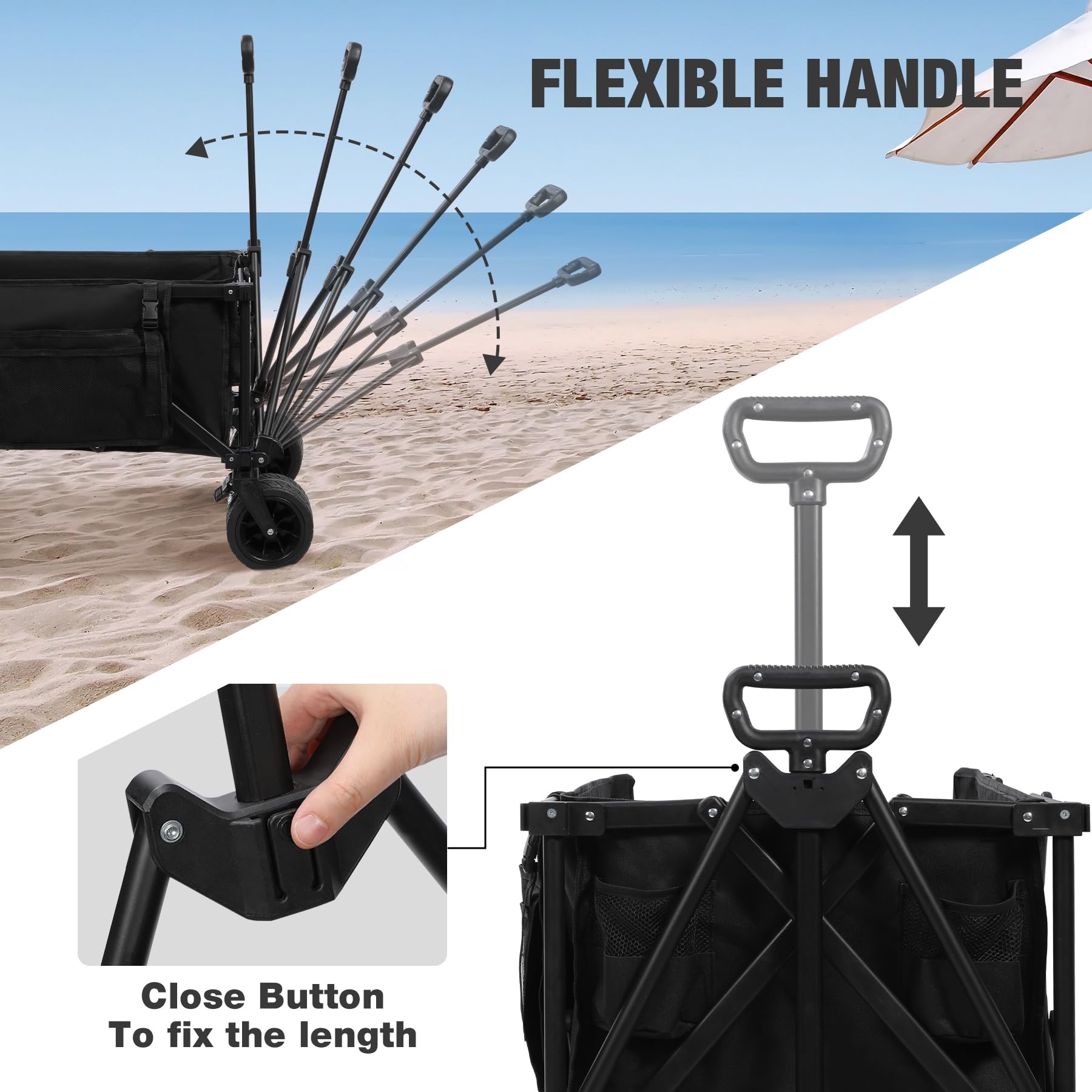 49" Extended Collapsible Fishing Cart with 6 Rod Holders