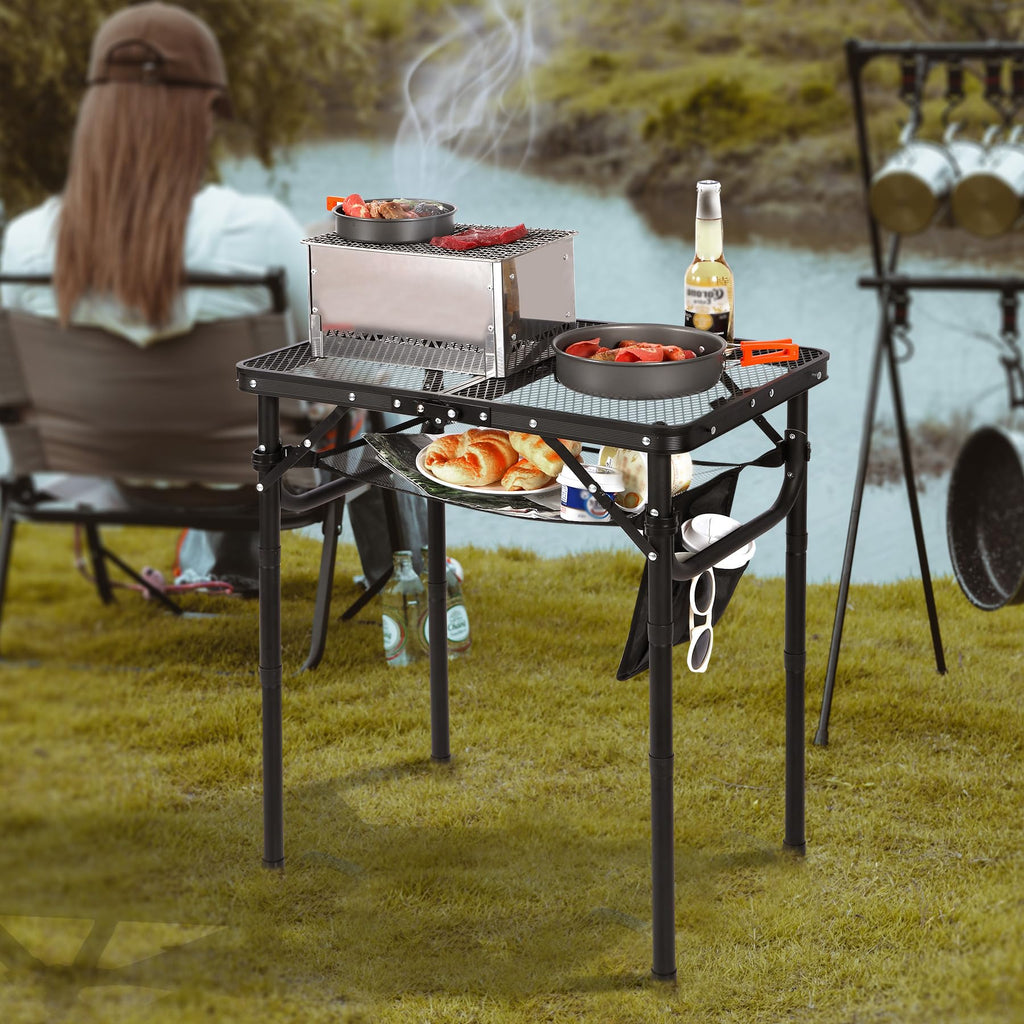 Grill Table for Outside with 3 Adjustable Heights