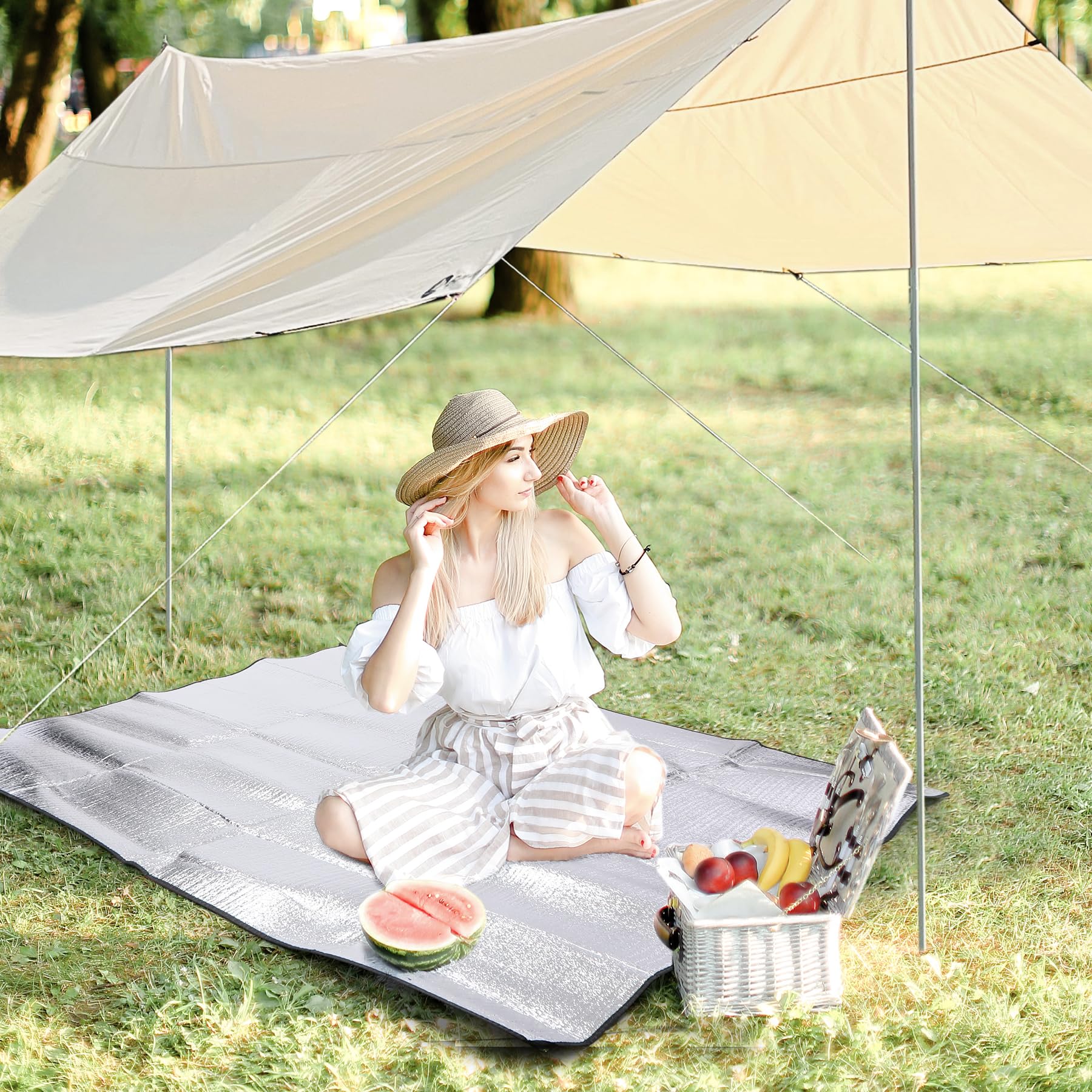 Camping Mat Foam Foil Blanket, 79"x59" Aluminum Foil Mat