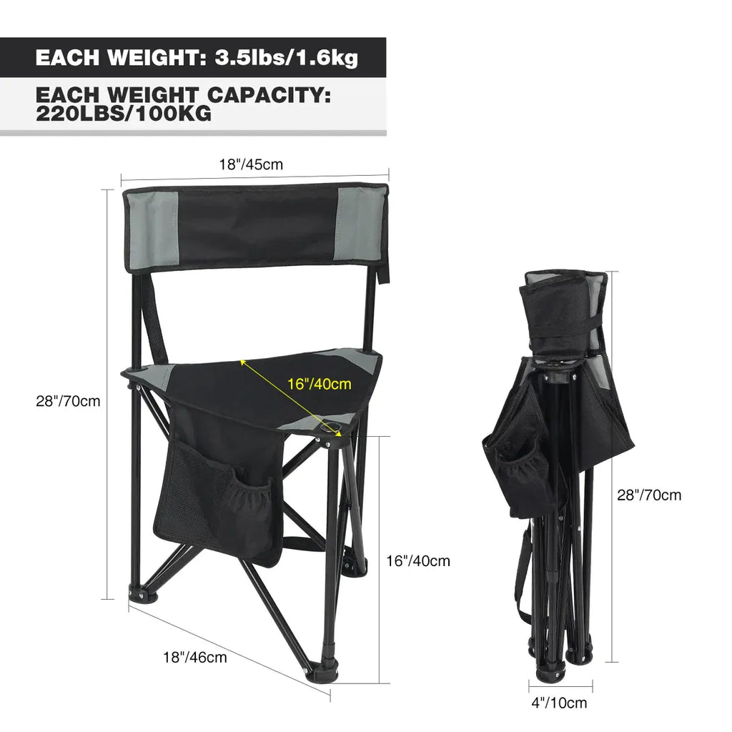 2 Pack Tripod Chairs for Adults